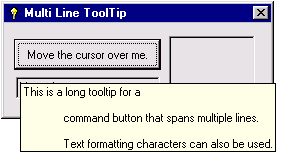 Create multi-line tooltip windows that evaluate text formatting characters.