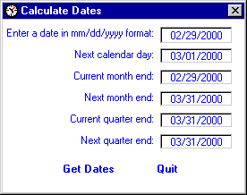 Calculate Month & Quarter End Dates