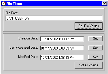 Set file creation, modified and last accessed dates