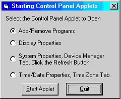 Using Rundll32 to Start Control Panel Applets and Dial Up Networking