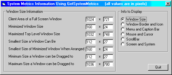 System Metrics Information.